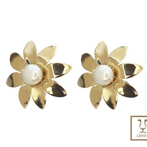 ARETE FLOR GIRASOL PERLA
